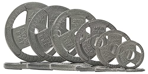 Signature Fitness Olympic 2-Inch Cast Iron Plate Weight Plate for Strength Training and Weightlifting, Multiple Sizes - color: 25LB Pair, style: Style #5