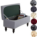 ANWUCHEN Rectangle Ottoman Cover - Stretch Storage Ottoman Covers with Elastic Bands Ties, Gray Medium - color: Grey, size: 35"D x 16"W x 15"H