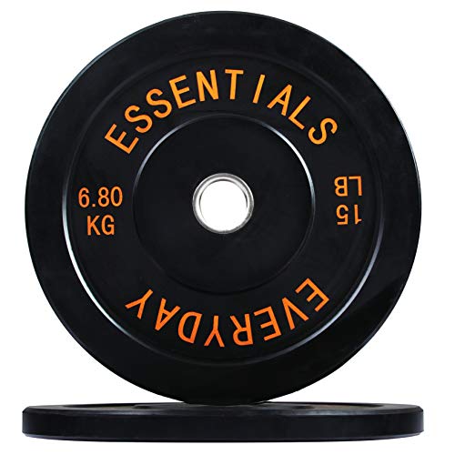 BalanceFrom Color Coded Olympic Bumper Plate Weight Plate with Steel Hub - style: 15lbs Pair, Black