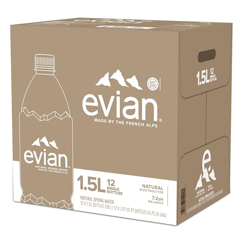 Evian Natural Spring Water, 1.5 L bottle (Pack of 12) - size: 50.7 Fl Oz (Pack of 12)