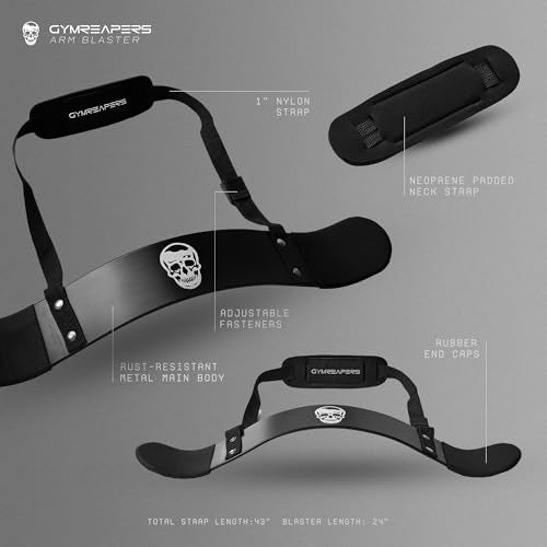 Gymreapers Bicep Arm Blaster - Bicep Curl Isolator w/Contoured, Padded Edges - Adjustable Bicep Bomber for Weightlifting & Bodybuilding - color: Black