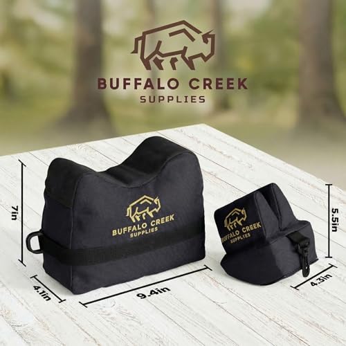 Buffalo Creek Supplies All Weather Durable Front and Rear Shooting Rest Bags, Rifle Rest Sand Bag for Bench Rest Shooting, Hunting, Target & Competitive Sports Shooting-Unfilled - color: Black