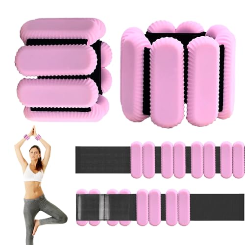 Pilates Wrist & Ankle Weights for Women, Wearable Strong Arm & Leg Weights Set of 2, Adjustable Ankle Weights for Walking, Yoga, Dance, Barre,Gym - color: Pink, size: 1lbs x2