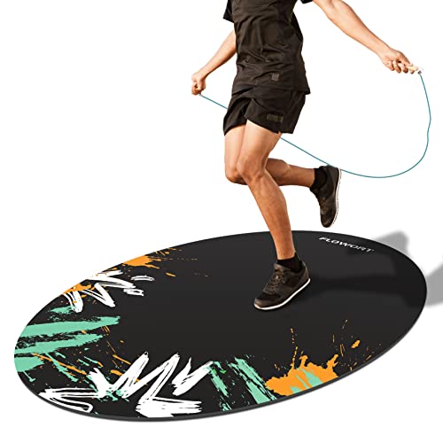 Cheete Jump Rope Mat Large Rubber Exercise Mat Indoor Outdoor Shock Absorbing Mat Non-Slip Oval Design for Floor & Rope Protection, Workout Mats for Home Gym Flooring - color: Green