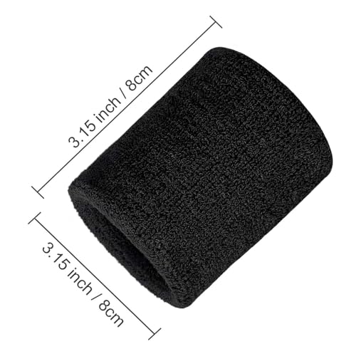 Willbond Wrist Sweatbands, Sports Sweatbands for Competition, Sweat Absorbent, for Basketball, Tennis, Football, Running and Work (Pack of 6) - color: Black