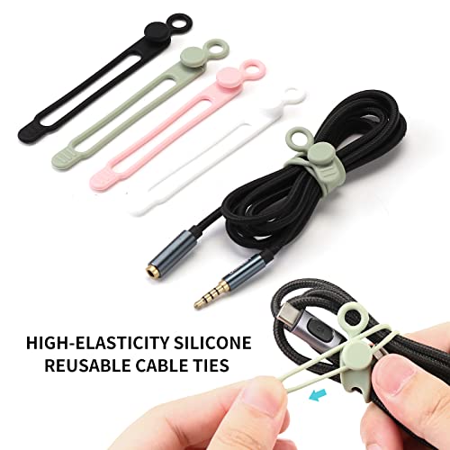 [20Park]UMUST Silicone Cable Ties, Reusable Cable Management Organizer,Cable Straps,Cord Ties,Multipurpose Elastic Cord Organizer for Bundling and Fastening Cable Cords Wires(white) - color: 20pcs-white, size: 4.2Inch