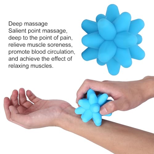 Dioche Spiky Massage Balls, 2 Colors Acupoint Physical Massage Balls, Lacrosse Ball Roller Set Perfect for Foot Massage, Deep Tissue Massage, Trigger Point (Blue) | High silicone, portable trigger point therapy tool, compatible with feet/shoulders/back, 2