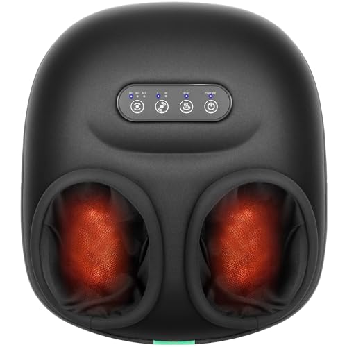 Medcursor Foot Massager Machine Heat, Shiatsu Kneading & Rolling, Massage for Plantar Fasciitis & Foot Pain Relief, Adjustable Air Pressure, Fits Up to13, Gift for Women & Men