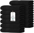 Commercial Bulk Pack of 12 Large Bath Towels – 100% Cotton Terry 24" x 50" – Ideal for Hotels, Salons, Gyms, Spas & Institutional Use – Black - color: Black, size: 24"x50" - PK 12