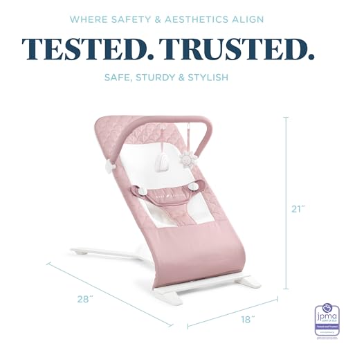 Baby Delight Alpine Deluxe Portable Baby Bouncer | Infant | 0-6 Months | 100% GOTS Certified Organic Cotton Fabric | Organic Rose - color: Organic Rose