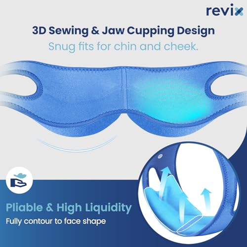 REVIX Face Ice Pack for Wisdom Teeth, 3D Sewing Ice Pack Head Wrap for TMJ Discomfort, Jaw Soreness, Dental Caries and Tooth Extraction, Extra Snug Fit with 4 Hot and Cold Pads, Blue - style: Blue-Pack 1