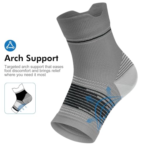 6 Pairs Compression Socks Men & Women Ankle Brace Plantar Fasciitis Socks | Ankle Compression Sleeve with Arch Support for Plantar Fasciitis Relief, Achilles Tendonitis Relief, Heel Pain & Swelling - color: 2 Black+2 Gray+2 White(6 Pairs), size: Large(6 P