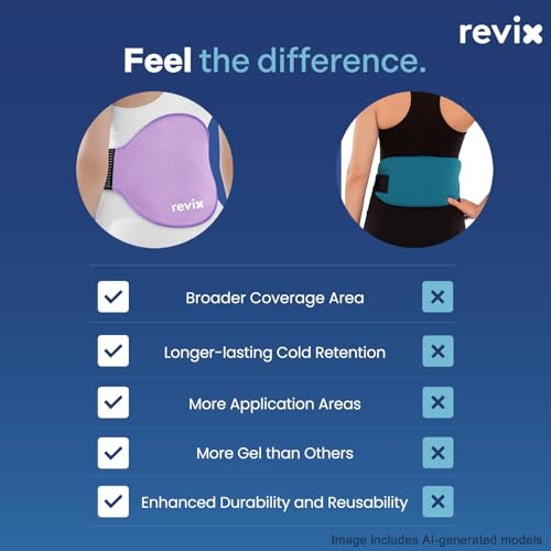 REVIX Extra Large Lower Back Ice Pack Wrap, 2 Pack Gel Wrap for Lumbar | Reusable Cold Gel for Sciatica & Waist Relief, 13.4 x 11 in, Hands-free Lumbar Wrap for Men & Women, Purple - color: Purple