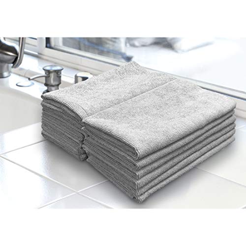 Ultra-Cut Absorbent Microfiber Towels, Silver-Embedded, Lint & Scratch-Free, for Home, Lab, & Dairy Industry Use, 12x12 Inches 25-Pack