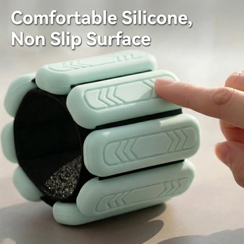 Wrist & Ankle Weights for Women Men, 1lb/2lb/4lb Set of 2 - Adjustable Wearable Weighted Bands, Waterproof Silicone Arm & Leg Weights for Pilates, Yoga, Walking, Dance, Home Workout & Gym - color: Light Green, size: 2lb each weight (4lbs Pair)
