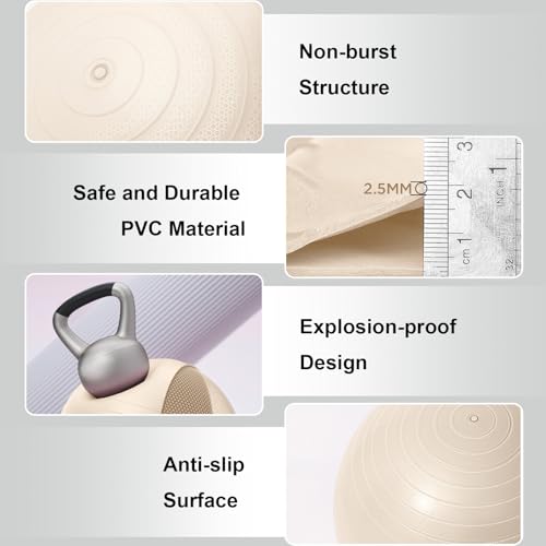 YR Exercise Ball Large Yoga Ball for Workout Pregnancy Stability - color: White, size: 65CM