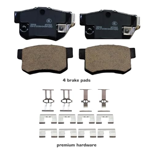 D537 Rear Ceramic Brake Pads Kits 4pcs for Acura CL 1997-1999, ILX 2013-2022, Integra 1998 2000-2001, RSX 2002-2006, TL TSX Vigor EL | Honda Accord Civic CR-Z Prelude S2000 | Suzuki Kizashi SX4 - size: D537