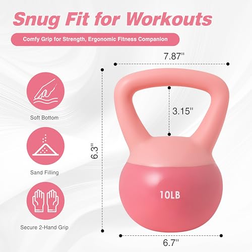 ALTLER Soft Kettlebell 10-50LBS Safe Strength Training Kettlebell Anti-Slip Grip Weight for Home Workouts and Men/Women/Beginners - size: 10LB