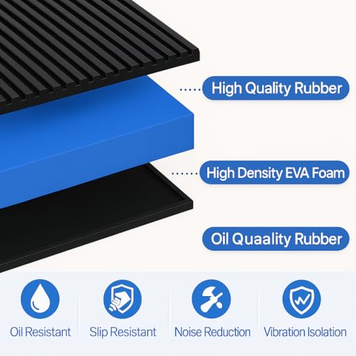 4P Anti Vibration Pads 4'' X 4'' X 7/8" Sound Isolation Ribbed Rubber Mats with EVA Center, Heavy Duty Vibration Isolation Pads for Air Compressos, Conditioner, Treadmill, HVAC Washer Dryer