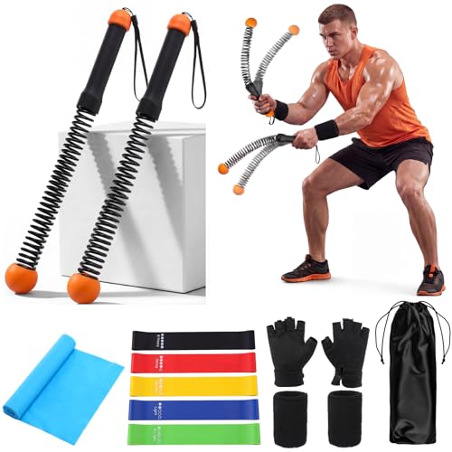 Lewtemi 14 Pcs Weighted Ropeless Battle Ropes Set Portable Cordless Battle Ropes Set Heavy Duty Exercise Equipment with Poster for Home Gym, HIIT Cardio and Weight Loss, Low-Impact Aerobic Training
