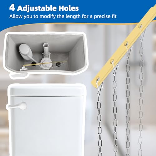 Hibbent Metal Front Mount Toilet Handle Replacement Kit, White | Upgraded Metal Flush Lever, Universal Toilet Flush Handle Fit Front Tanks, Stainless Steel Flapper Chains, 4 Adjustable Holes - color: White, style: Classic