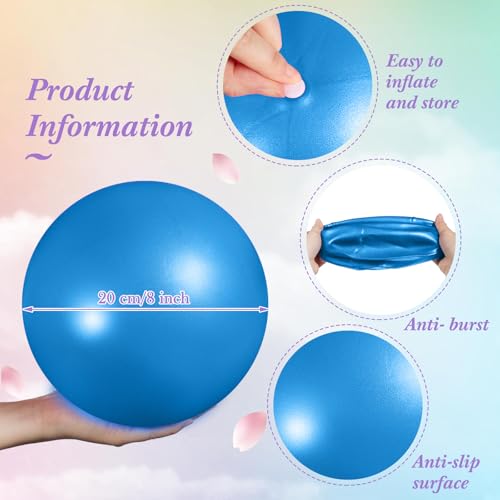 Aoriher 10 Pack 9 Inch Small Pilates Ball Bulk Mini Exercise Ball Portable Non-Slip Workout Yoga Balls with Air Pump for Stability, Barre, Fitness, Balance, Physical &Core, Gym Home Office Use - color: Blue,Purple