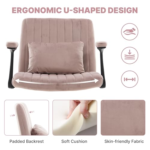Ergonomic Cross Legged Chair with Wheels, 360 Swivel Meditation Chair, ADHD Chair, Criss Cross Desk Chair with Lumbar Support and Adjustable Stool, Wide Seat Cushion, Light Pink - color: Pink, size: Wide Seat
