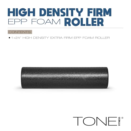 Tone Fitness High Density EPP Foam Exercise Foam Roller for Yoga, Pilates, Stretching, Massage, and Recovery | Multiple Sizes and Colors - color: Black, size: 24 Inch