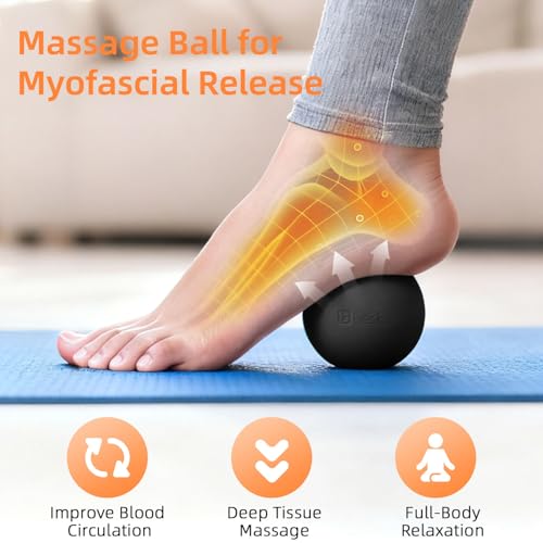 Massage Lacrosse Balls for Myofascial Release, Trigger Point Therapy and Yoga Therapy, Foot Massage Ball to Relieve Plantar Fasciitis Black - color: Black