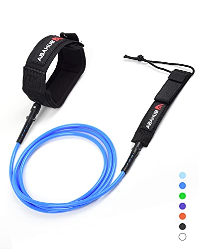 Abahub Surfboard Leash, 6/7/8/9/10 ft Straight Legrope Strap for Boards | Premium Surf Leash,Shortboard,Longboard,Durable,Tangle Free,Anti-Slip - color: Blue, size: 6ft & 5.5mm
