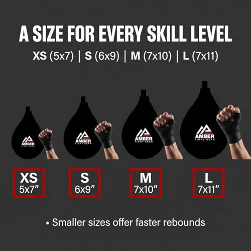 Amber Sports Genuine Leather Speed Bag for Boxing & MMA – Handcrafted Punching Ball for Reflex & Speed – Balanced for Fast Rebound – Available in Sizes XS, S, M, L - size: Small (6"x9")