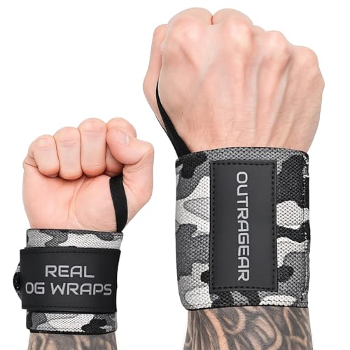 18" OG-Grade Wrist Wraps for Weightlifting – Heavy Duty Wrist Support with Thumb Loop & Lockdown Strap – Wrist Straps for Powerlifting, Bench Press & Gym Training - style: Stone Core