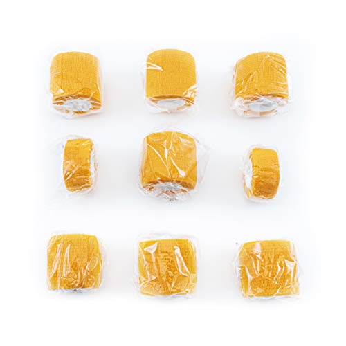 FRESINIDER 9 Rolls Self Adhesive Wrap Athletic Tape Gauze, Breathable Elastic Cohesive Bandage for Sports Injury & Pet (7 Pcs 2" x 5 Yards + 2 Pcs 1" X 5 Yards) (Orange) - color: Orange