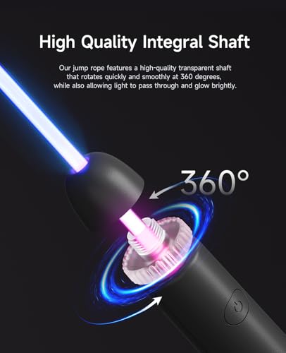 LED Jump Rope for Kids, Glow in The Dark Fun Fitness Gift | Rechargeable, 180-day battery, 9.2ft for ages 6+, colorful LED modes, birthday gift, outdoor fun - color: Black