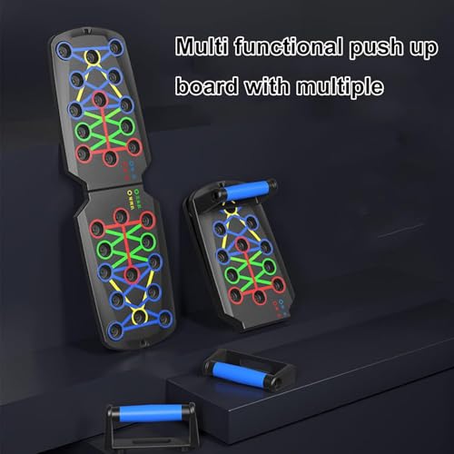 Push Up Board for Men - 15-in-1 Foldable Pushup Board with Push Up Bar, Handles & Bands, Portable Home Gym & Workout Equipment for Chest Exercise, for Teen Boys 16-18 & Gym Lovers - color: BLACK-1