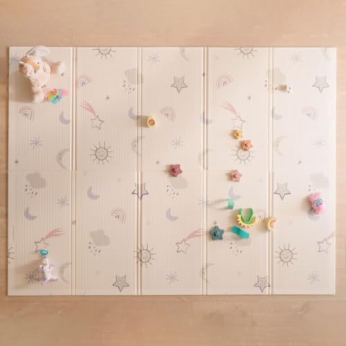 Nuby Reversible Baby Floor Mat, 77" x 58" - Foldable and Lightweight Baby Play Mat for Floor - Easy Storage and Travel - Stars and Sky - style: Stars and Sky