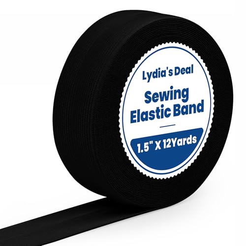 Elastic Band for Sewing 1.5 Inch x 12 Yards, Soft Knit Elastic Band with High Elasticity for Waistbands, Pants, Sewing, Crafts & DIY, Black - color: Black, size: 1.5 Inch * 12 Yards
