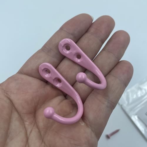 4 Pcs Wall Mounted Hooks for Bedroom,Bathroom,Kitchen,and Cabinet Hangers (with 8 Screws)-Pink - color: Pink