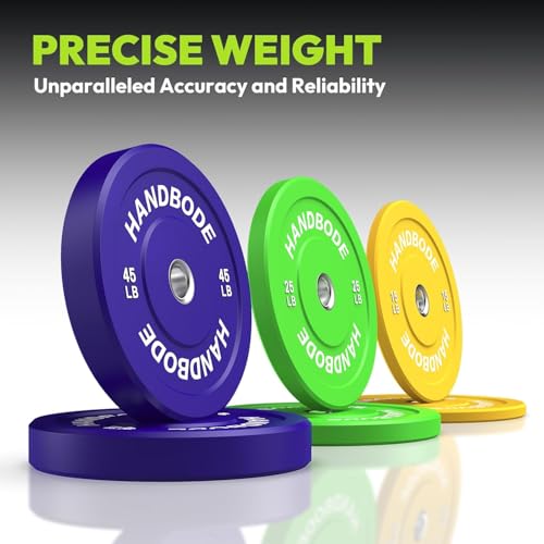 HANDBODE 2-Inch Weight Plates High Bounce, Olympic Bumper Plate Set 45/100/160/190/260/300lb, Colored Weight Plates Set for Home Gym, Barbell Weights Rubber Strength Training Plate for Weight Lifting - size: 230 lb Set (Pair of 15, 20 lb, 35, 45 lb), styl