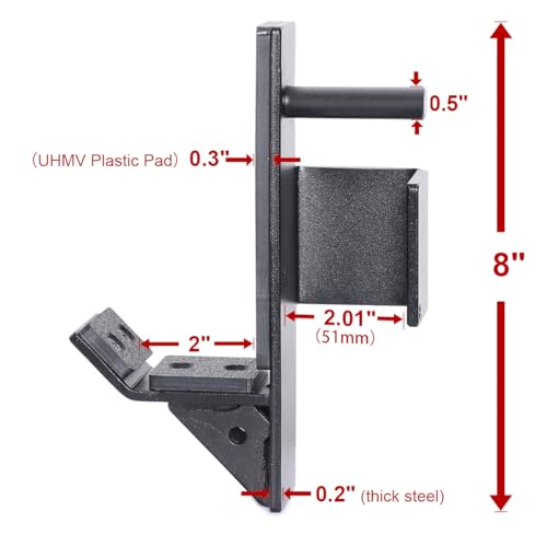 SYL Fitness J-Hooks for Squat/Power Rack - Available in 2"x2" and 3"x3", Heavy Duty J-Cups Barbell Holder with UHMW Pads - color: For 2"x2" Rack with 1/2" Hole