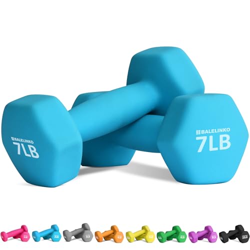 Balelinko Home Gym Equipment Workouts Strength Training Weight Loss Pilates Weights Yoga Sets Weights for Women, Men, Seniors and Youth - color: Blue, style: 7 LB, Pair
