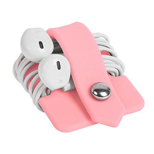 Silicone Earphone Organizer Earphone Wrap Winder Headphone Cord Organizer Wrap Winder Manager/Cable Winder(Pink, 1 Piece) - color: Pink