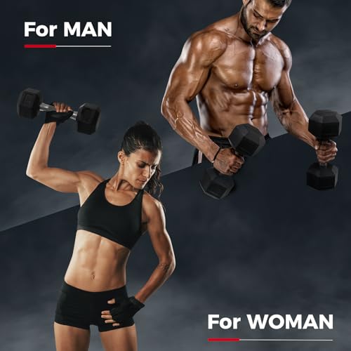 RitFit Rubber Coated Hex Dumbbell Set with Rack, 5-780LB for Home Gym Strength Training, Anti-Slip Knurled Handle, Hexagon Anti-Roll, Heavy-Duty Storage Rack - style: 2 X 45 LBS