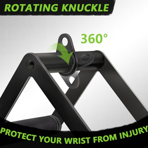 Double D Row Handle Cable Attachment for Weight Workout, Steel with Non-Slip Rubber Grip (Black) - color: Black Double D Row Handle