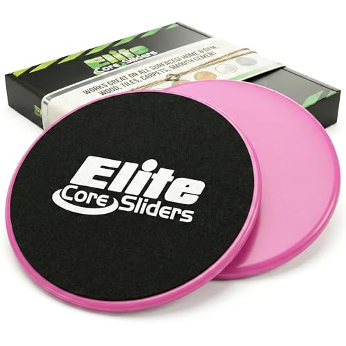 Elite Sportz Core Sliders for Working Out - Pack of 2 Compact, Dual Sided Gliding Discs for Full Body Workout on Carpet or Hardwood Floor - Fitness & Home Exercise Equipment - Small Gift for Athletes - color: Pink