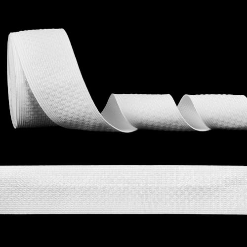 MAYJOYDIY 7.25 Yards White Non-Slip Elastic Band 2 inch Dotted Silicone Gripper Ribbon Stretch Rubbers Elastic Straps Waistband for Garments Crafting Sewing Sportswear Wig Grip