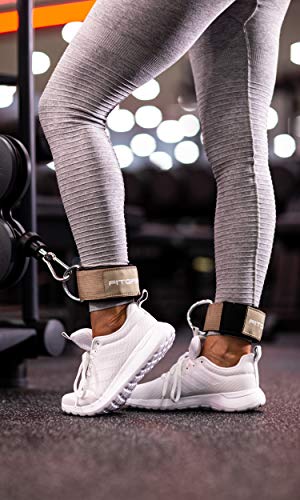 Fitgriff® Ankle Straps V2 for Cable Machine (2 Pieces) - Gym Workout Equipment - Leg Pulley Attachment, Kickback Straps - color: Sand
