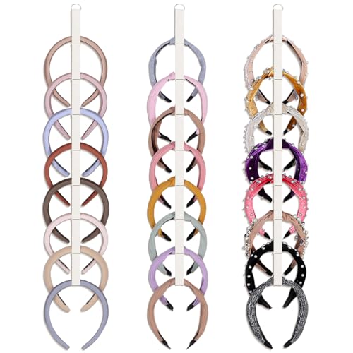 3 PCS Headband Holder Organizer for Girl,Hanging Hairband Storage for Women,Beige Hair Hoop Display Hair Accessories Organizer Bedroom College Dorm Decor - color: Beige-3pcs
