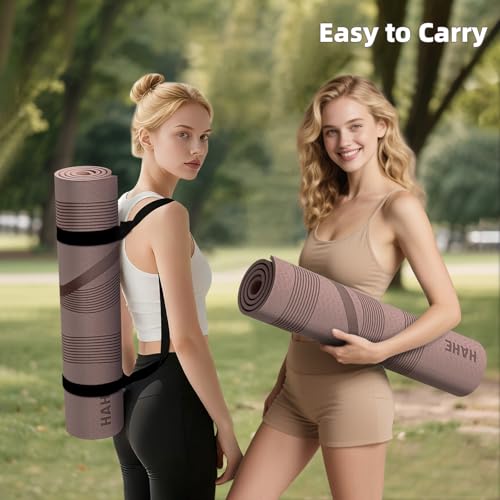 Yoga Mat High Density Exercise Mat, 76"x32"x0.27"Thick Wide & Large Yoga Mat for Women Men, Professional POE Workout Mat for Yoga, Pilates, Fitness & Stretching - color: Dark Brown