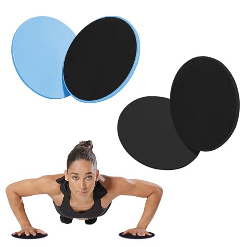 17.5cm/6.89In Round Core Sliders for Working Out,Set of 4 Exercise Core Pilates Sliders,Floor Foot Slider for Exercise 2 Color - color: blue+black